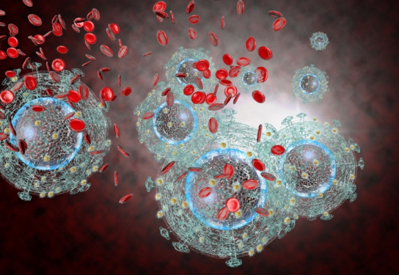 3D generated illustration of HIV Aids virus cells for medical science background (Forrás: 123rf)
